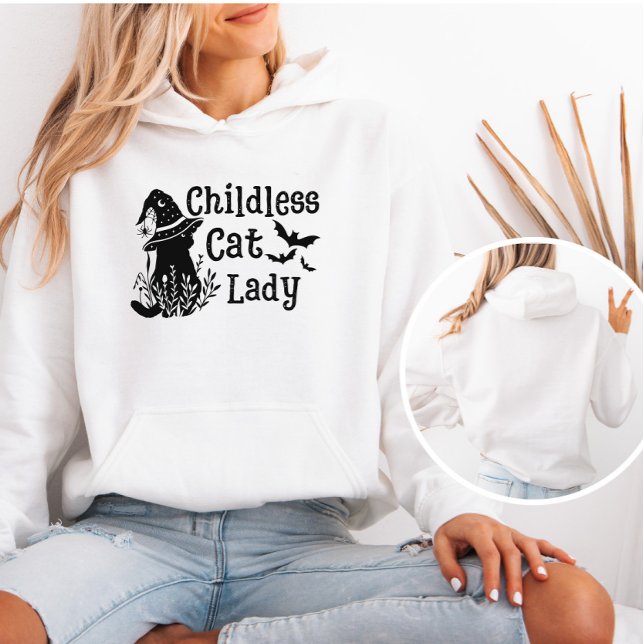 Funny Spooky Cute Halloween Childless Cat Lady  Hoodie (Creator Uploaded)