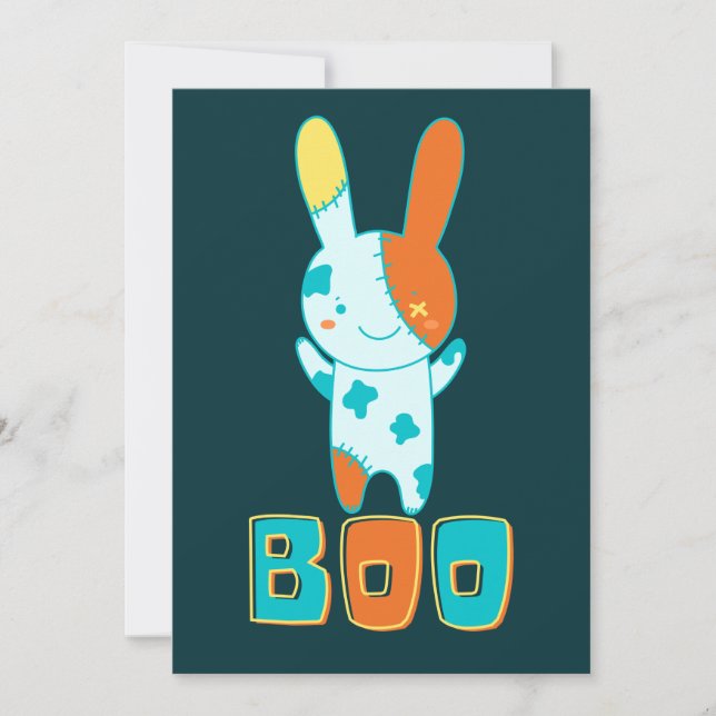 Funny Spooky Cute Halloween Kawaii Boo Bunny  Invitation (Front)