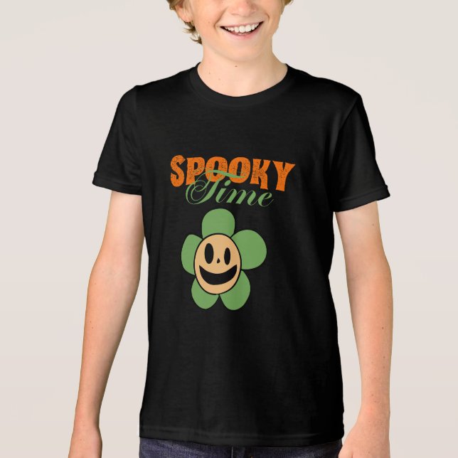 Funny Spooky Ghost Flower ,Spooky lime Tri-Blend Shirt (Front)