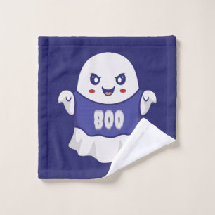 Funny Spooky Ghost Illustration Design Wash Cloth
