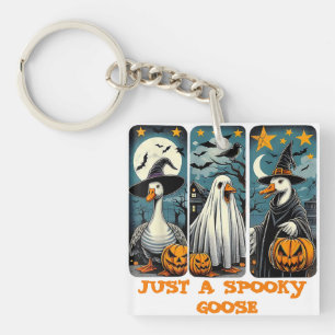 Funny Spooky Goose Halloween Witch Pumpkin Art Key Ring