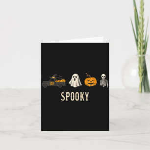 Funny spooky halloween cute truck ghost pumpkin card