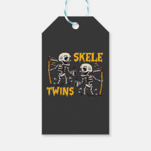 Funny Spooky Halloween Matching Skeletwins Coffee Gift Tags