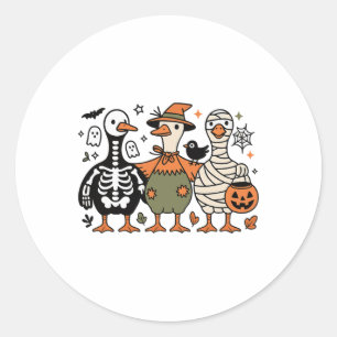 Funny Spooky Halloween Silly-goose Ghost Treat Or  Classic Round Sticker