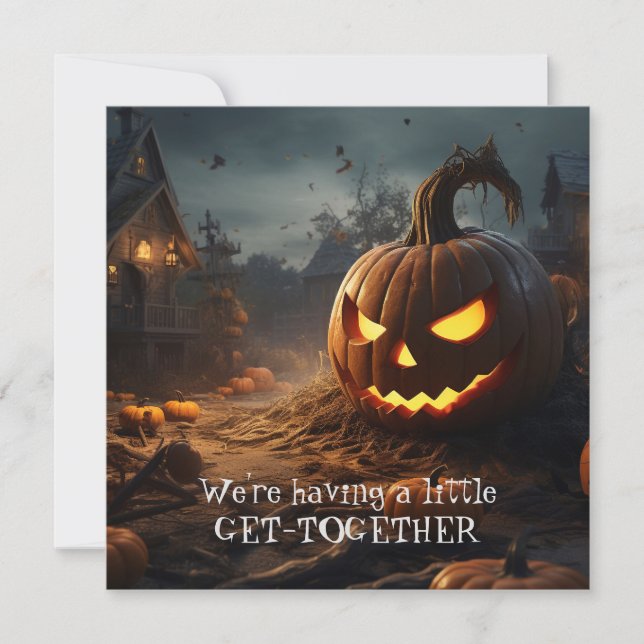 Funny Spooky Haunted House Halloween Dinner Party Invitation (Front)