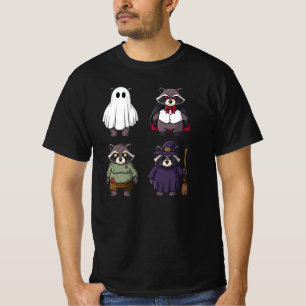 Funny Spooky Racoon Halloween Witch Ghost Vampire T-Shirt