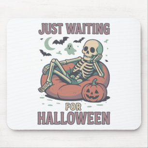 Funny Spooky Skeleton Summerween Waiting For Hallo Mouse Pad