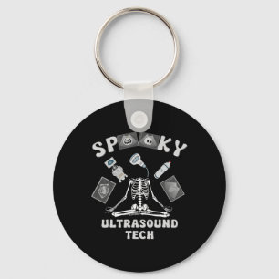 Funny Spooky Ultrasound Tech Skeleton Halloween Co Key Ring