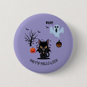 Funny Spooky Vampire Cat Halloween 6 Cm Round Badge