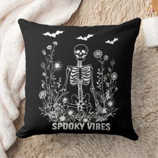 Funny Spooky Vibes Skeleton Halloween Cushion