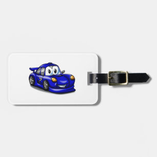Funny Sport car cartoon   Choose background color Luggage Tag