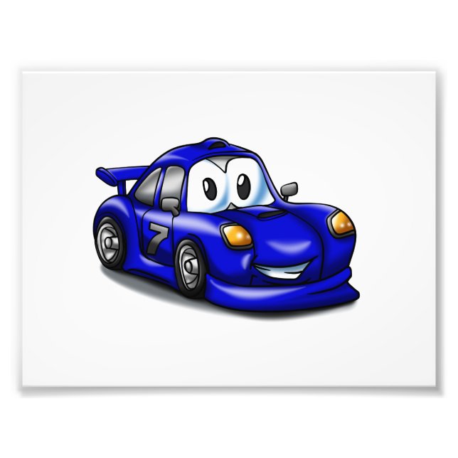 Funny Sport car cartoon | Choose background colour Photo Print (Front)