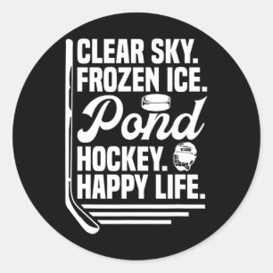 Funny Sport Pond Hockey Player (5)  Classic Round Sticker