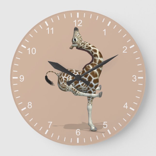 Funny Sporty Giraffe Large Clock (Front)