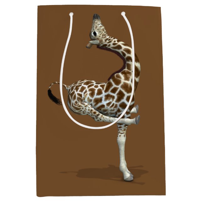 Funny Sporty Giraffe Medium Gift Bag (Front)