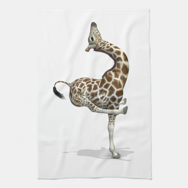 Funny Sporty Giraffe Tea Towel (Vertical)