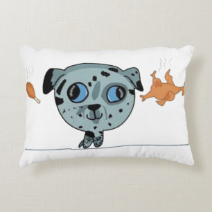 Funny Spotted Puppy Dreaming of Food Accent Pillow