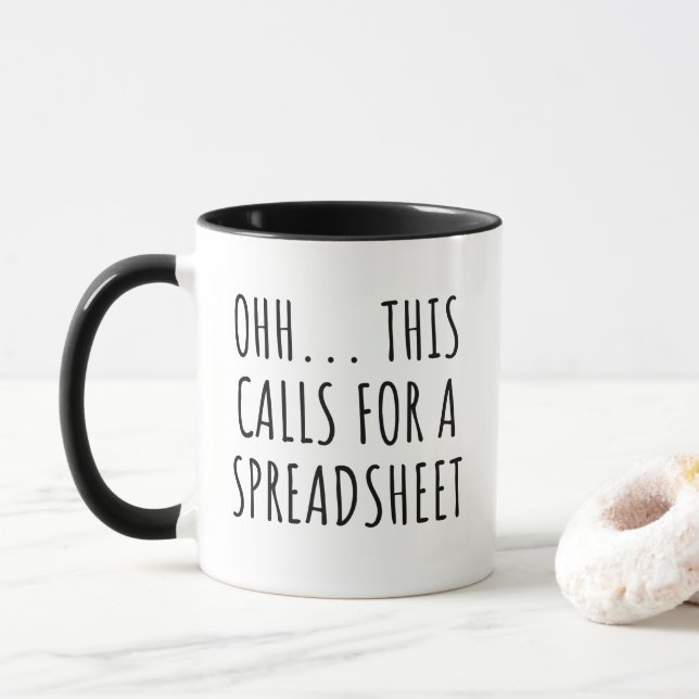 Funny Spreadsheet Mug Sarcastic Office Gift (With Donut)