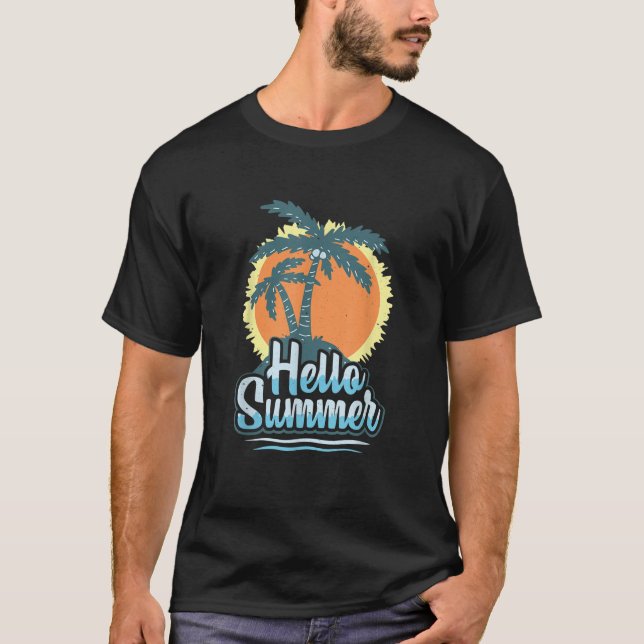 Funny Spring Break Vacation Beach Hello Summer T-Shirt (Front)