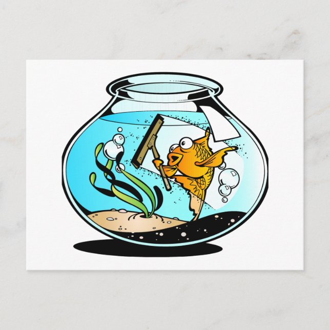 Funny Spring Cleaning Fish Postcard (Front)
