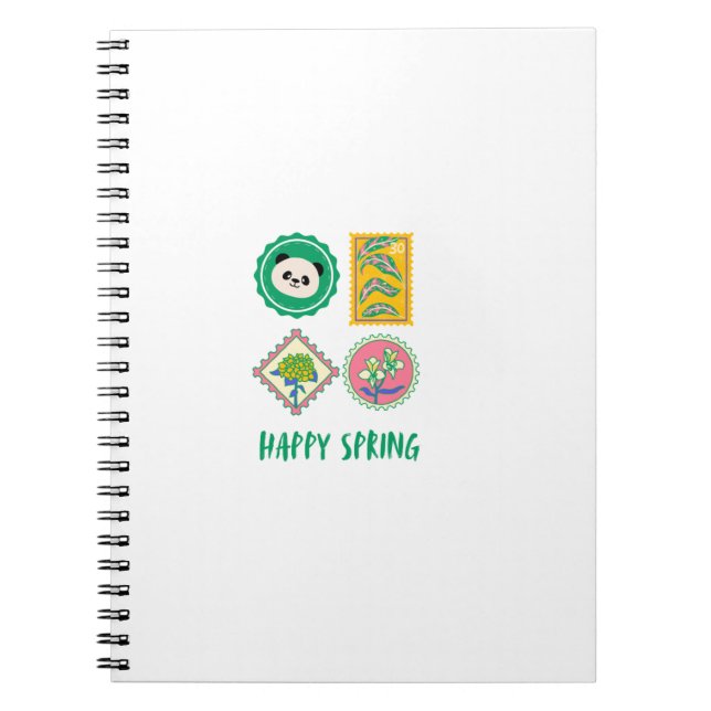 Funny Spring Stamp Panda Notebook (Front)