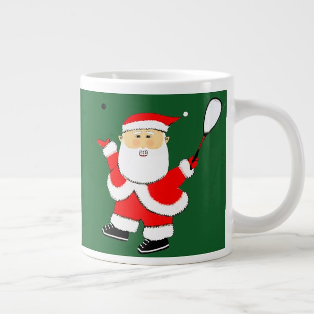 Funny Squash Player Christmas Large Coffee Mug (Right)