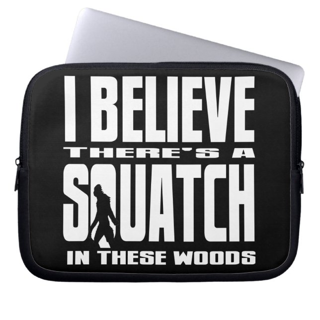 Funny Squatch in These Woods! (Black) Laptop Sleeve (Front)