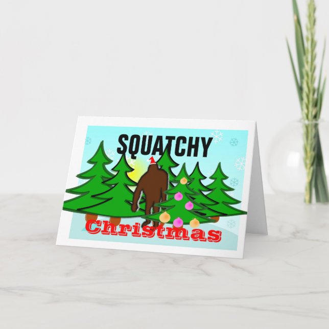 Funny Squatchy Christmas Bigfoot Tacky Holiday Card (Front)