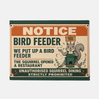 Funny Squirrel Bird Feeder Restaurant Outdoor Door Doormat