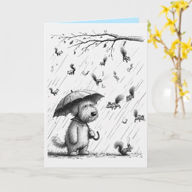 Funny Squirrel Birthday Card from the Dog (Yellow Flower)