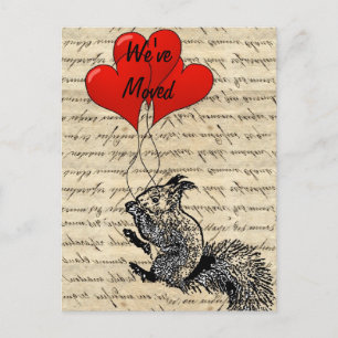 Funny squirrel change of address announcement postcard