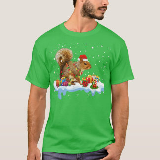 Funny Squirrel Christmas Decorations Santa Hat Xma T-Shirt