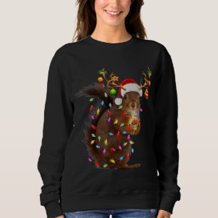 Funny Squirrel Christmas Reindeer Christmas Lights Sweatshirt