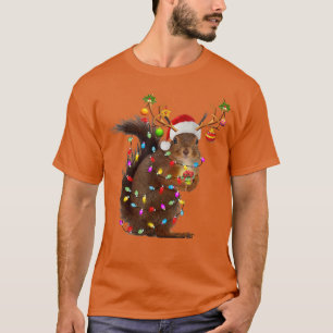 Funny Squirrel Christmas Reindeer Christmas Lights T-Shirt