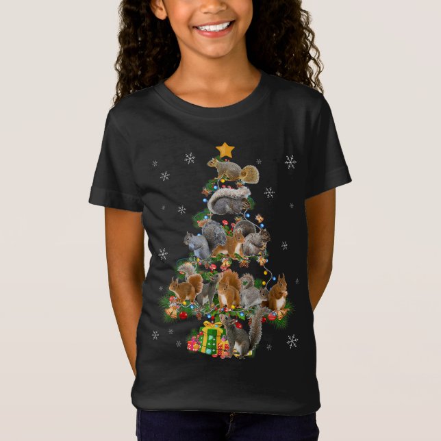Funny Squirrel Christmas Tree Squirrel Lover Xmas  T-Shirt (Front)