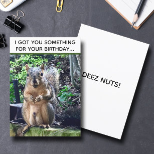 Funny Squirrel Deez Nuts Adult Humour Birthday Card