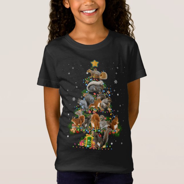 Funny Squirrel Dog Christmas Tree Squirrel Lover X T-Shirt (Front)