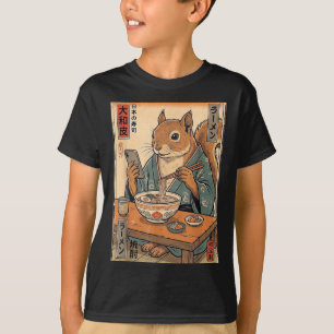 Funny Squirrel Eating Ramen Retro Japanese Gifts T-Shirt