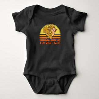 Funny Squirrel Is Driving Skateboard Gift Baby Bodysuit