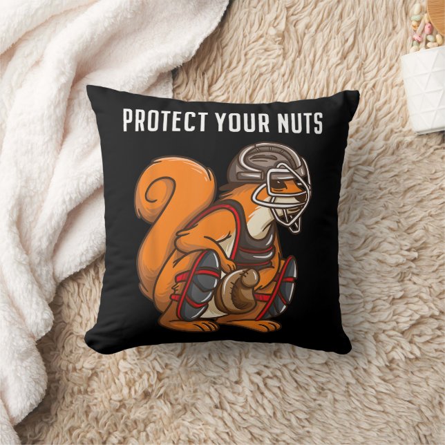 Funny Squirrel Lover Baseball Catcher Gift Boys Gi Cushion (Blanket)