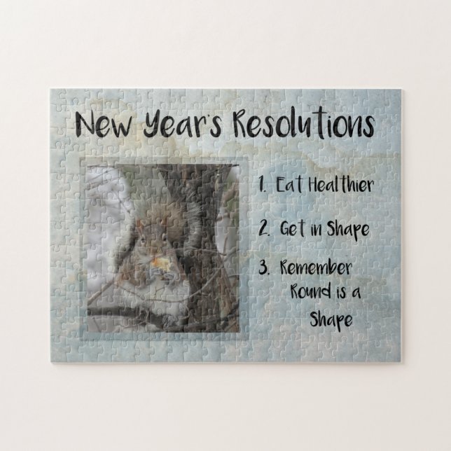 Funny Squirrel New Year Resolutions Jigsaw Puzzle (Horizontal)
