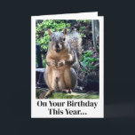 Funny Squirrel Nuts Joke Adult Humour Birthday Card<br><div class="desc">On your birthday this year,  have a ball and go nuts!  A funny squirrel play on words joke about his nuts. Adult humour birthday card with a cute animal photo. Hilarious picture and quote for a friend on their special day.</div>