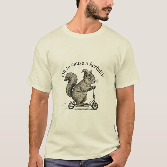 Funny Squirrel on Scooter Wizard Hat Off To Cause  T-Shirt (Front)