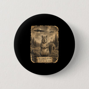 Funny squirrel ufo evidence photo alien humour  6 cm round badge