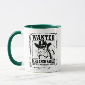 Funny Squirrel Wanted Poster | Bird Seed Bandit Co Mug