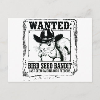 Funny Squirrel Wanted Poster | Bird Seed Bandit Co Postcard