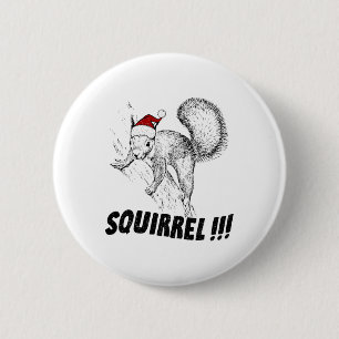 Funny Squirrel With Hat Christmas Vacation Old Fas 6 Cm Round Badge