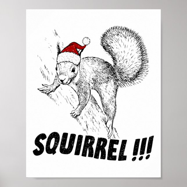 Funny Squirrel With Hat Christmas Vacation Old Fas Poster (Front)