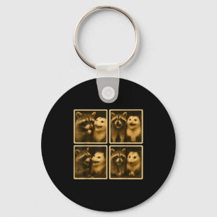 Funny Ssum And Raccoon Photobooth Selfie Trash Fer Key Ring