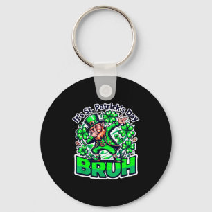 Funny st patrick day bruh leprechaun dabbing irish key ring